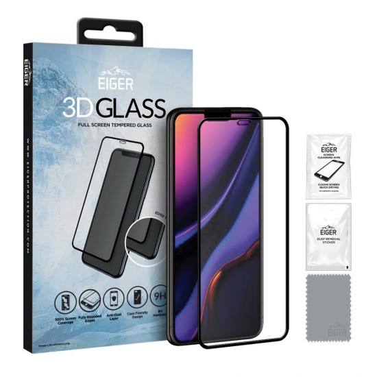 Eiger 3D GLASS Full Screen Glass Screen Protector for Apple iPhone 11 Pro Max/XS