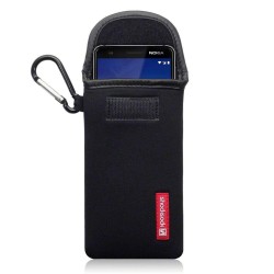 Shocksock Nokia 3.1 Neoprene Pouch Case with Carabiner - Black
