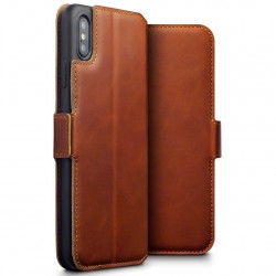Terrapin Apple iPhone XS Max Ultra Slim Genuine Leather Wallet Case - Cognac