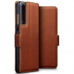 Terrapin Huawei P30 Ultra Slim Genuine Leather Wallet Case - Cognac