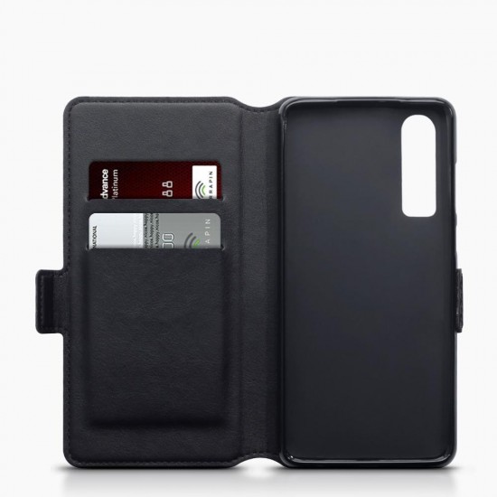 Terrapin Huawei P30 Ultra Slim PU Leather Wallet Case - Black Carbon Texture