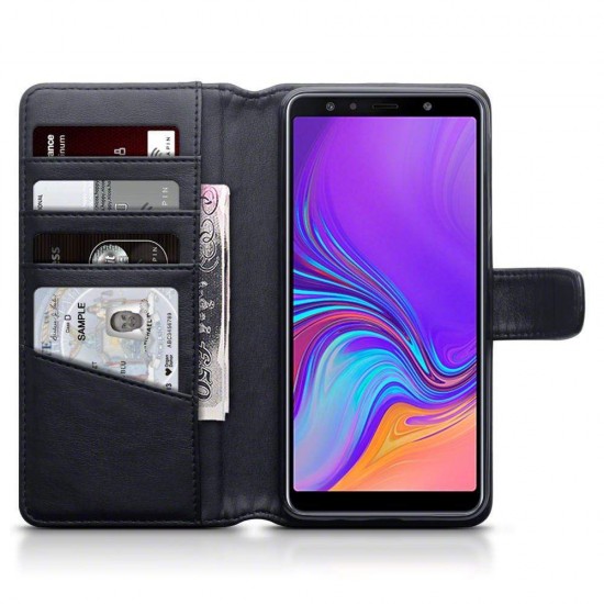 Terrapin Genuine Leather Wallet Case for Samsung Galaxy A7 2018 - Black