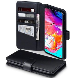 Terrapin Genuine Leather Wallet Case for Samsung Galaxy A70 - Black