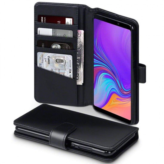 Terrapin Genuine Leather Wallet Case for Samsung Galaxy A9 2018 - Black