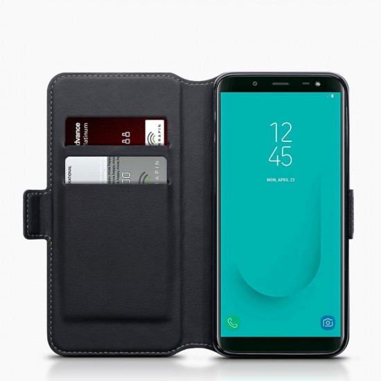 Terrapin Samsung Galaxy J6 2018 Ultra Slim Genuine Leather Wallet Case - Black