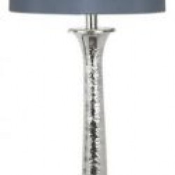 Nickel Elongated Gourd Floor Lamp With Taupe Cylinder Shade