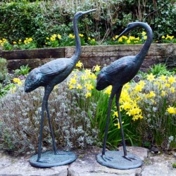 Cranes Pair Medium Aluminium Dark Verdigris