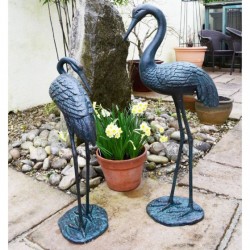 Cranes Pair Aluminium Dark Verdigris